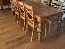 Custom built dining room table by Cattle Bend Woodworks.