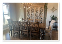 Custom built dining table in the Massive Modern Ashley style built by Cattle Bend Woodworks.