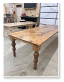 Custom built dining table in the Modern Farmhouse style built by Cattle Bend Woodworks.