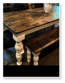 Custom built dining table in the Modern Farmhouse style built by Cattle Bend Woodworks.
