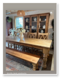 Custom built dining table in the Classic Farmhouse style built by Cattle Bend Woodworks.