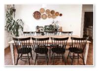 Custom built dining table in the Shaker Style built by Cattle Bend Woodworks.