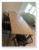 Custom built dining table in the Shaker Style built by Cattle Bend Woodworks.