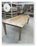 Custom built dining table in the Shaker Style built by Cattle Bend Woodworks.