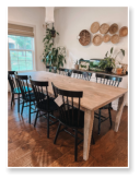Custom built dining table in the Shaker Style built by Cattle Bend Woodworks.