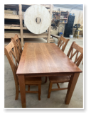 Custom built dining table in the Shaker Style built by Cattle Bend Woodworks.