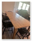 Custom built dining table in the Shaker Style built by Cattle Bend Woodworks.