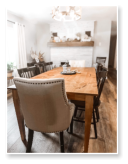 Custom built dining table in the Shaker Style built by Cattle Bend Woodworks.