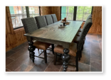 Custom built dining table in the Massive Modern Ashley style built by Cattle Bend Woodworks.