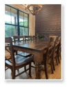 Custom built dining table in the Classic Farmhouse style built by Cattle Bend Woodworks.