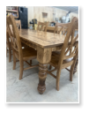 Custom built dining table in the Classic Farmhouse style built by Cattle Bend Woodworks.