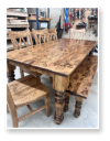 Custom built dining table in the Classic Farmhouse style built by Cattle Bend Woodworks.