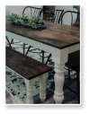 Custom built dining table in the Classic Farmhouse style built by Cattle Bend Woodworks.