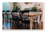 Custom built dining table in the Shaker Style built by Cattle Bend Woodworks.