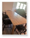 Custom built dining table in the Shaker Style built by Cattle Bend Woodworks.